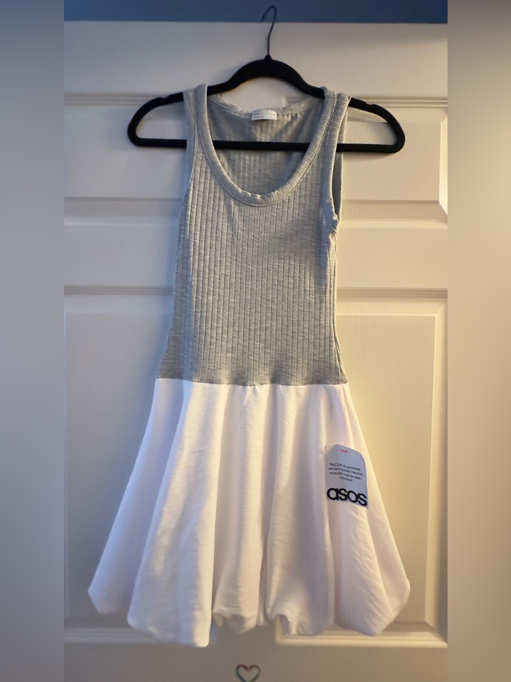 ASOS ⏰Grey and White bubble hem Sleeveless Mini Dress XS